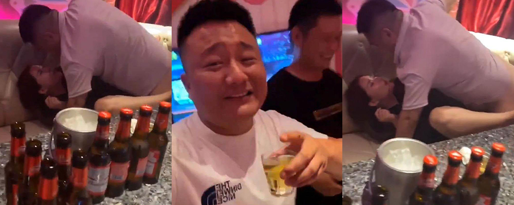 KTV包厢惊现香艳一幕 醉酒男女遭朋友起哄现场脱裤子开操 两人贴紧交欢场面堪比活春宫