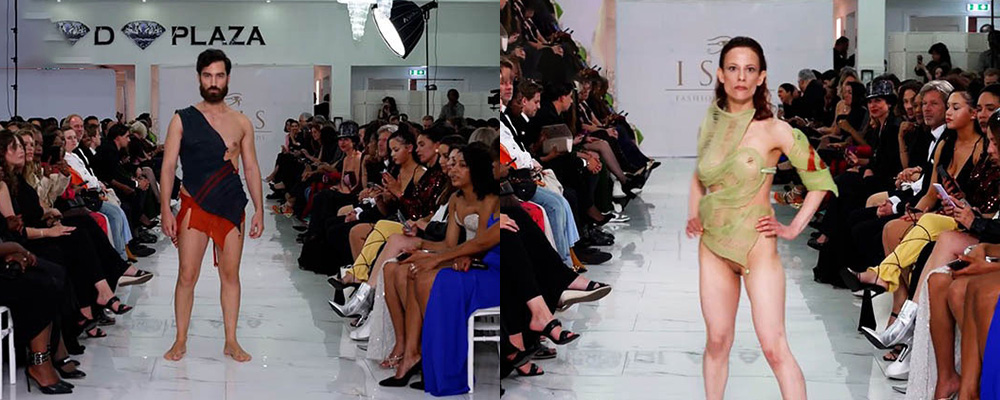 荷兰时装周模特裸体走秀 粉嫩奶头与骚逼同时露出 这是艺术表达还是赤裸诱惑